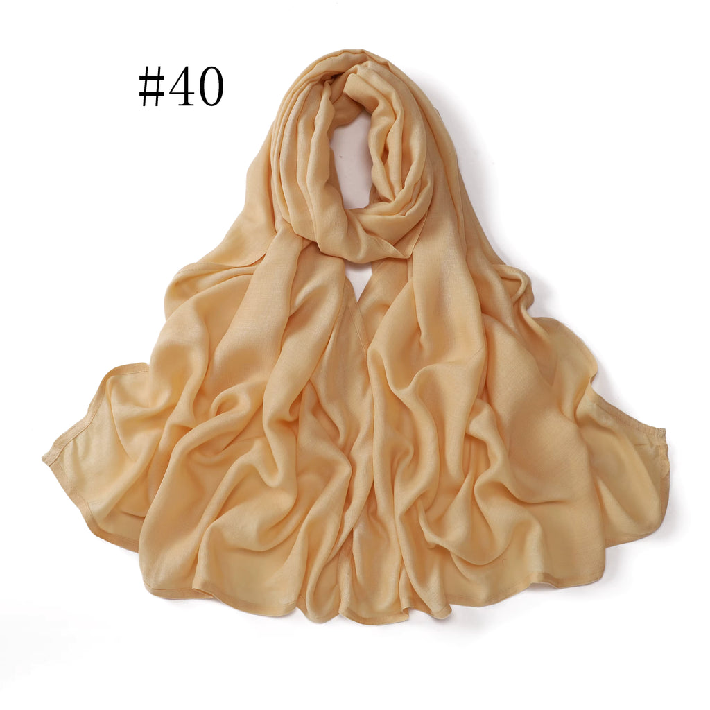 New Arrival Premium Headwear Plain Pure Color Soft Scarf Light Weight Modal Hijab Rayon Cotton Shawls