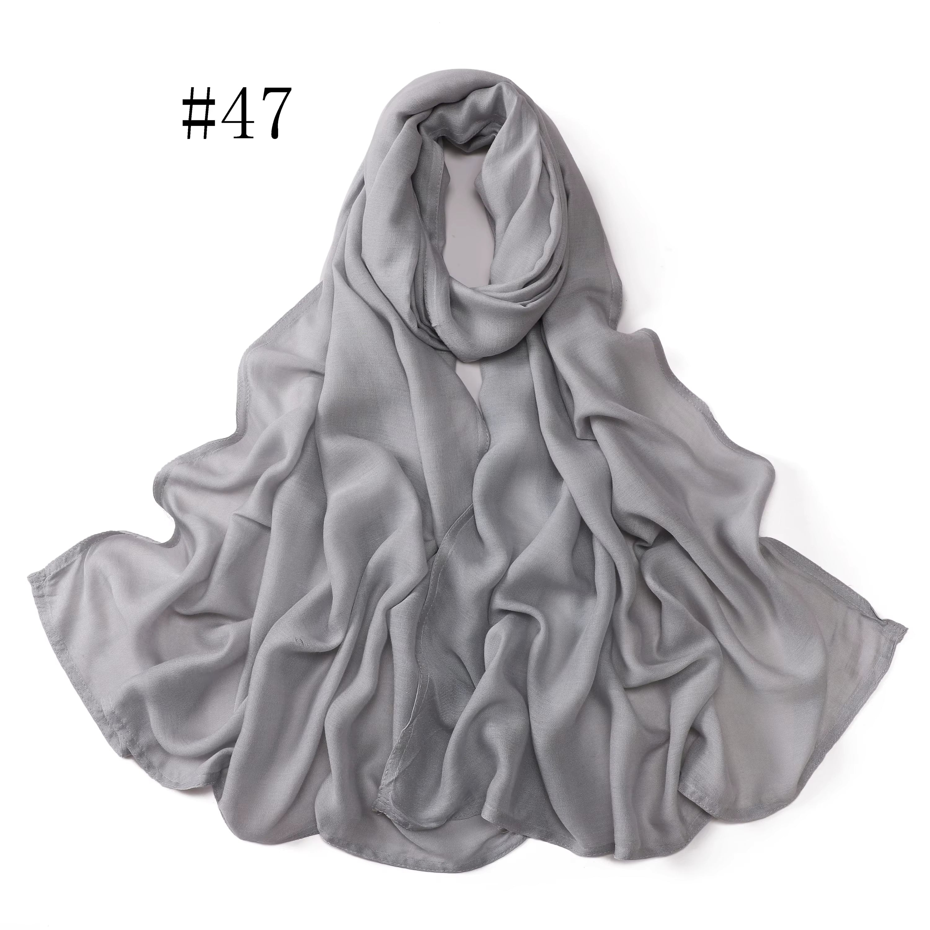 New Arrival Premium Headwear Plain Pure Color Soft Scarf Light Weight Modal Hijab Rayon Cotton Shawls