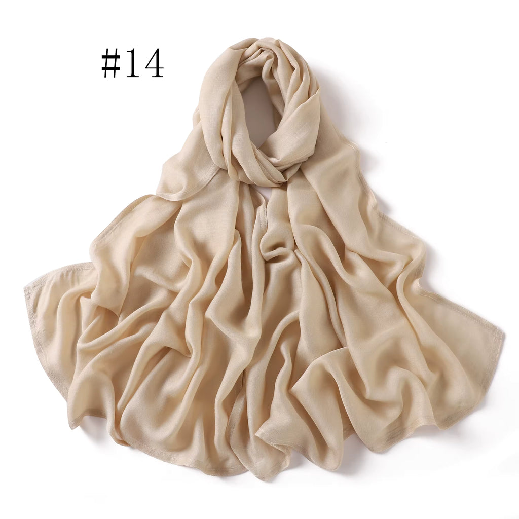 New Arrival Premium Headwear Plain Pure Color Soft Scarf Light Weight Modal Hijab Rayon Cotton Shawls