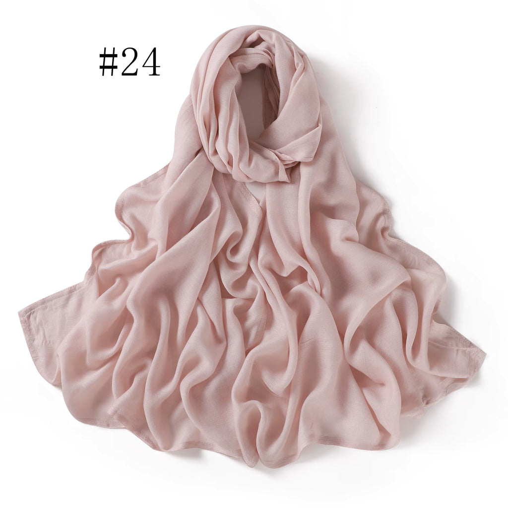 New Arrival Premium Headwear Plain Pure Color Soft Scarf Light Weight Modal Hijab Rayon Cotton Shawls