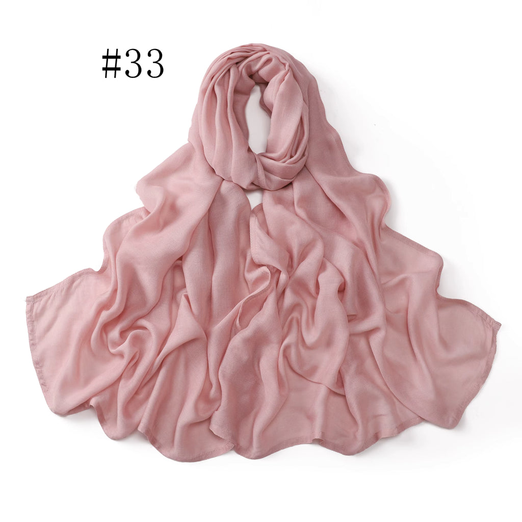 New Arrival Premium Headwear Plain Pure Color Soft Scarf Light Weight Modal Hijab Rayon Cotton Shawls