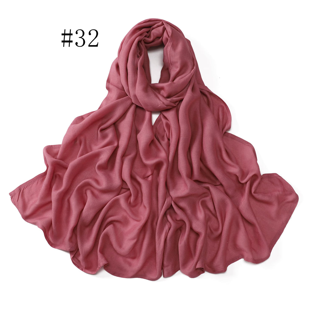 New Arrival Premium Headwear Plain Pure Color Soft Scarf Light Weight Modal Hijab Rayon Cotton Shawls