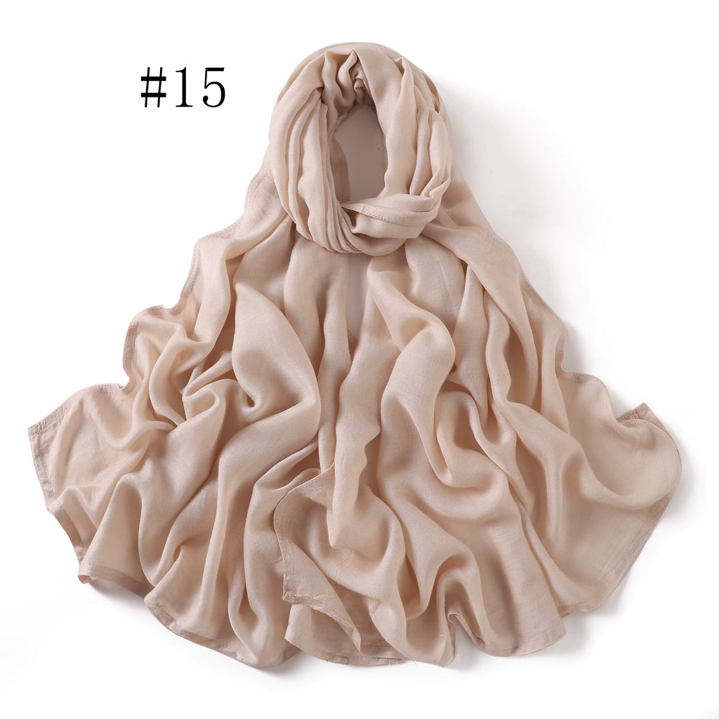 New Arrival Premium Headwear Plain Pure Color Soft Scarf Light Weight Modal Hijab Rayon Cotton Shawls