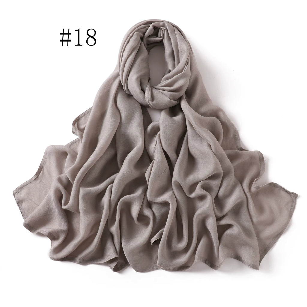 New Arrival Premium Headwear Plain Pure Color Soft Scarf Light Weight Modal Hijab Rayon Cotton Shawls