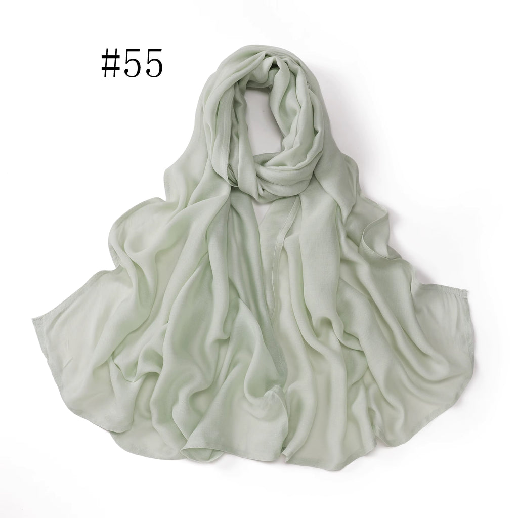 New Arrival Premium Headwear Plain Pure Color Soft Scarf Light Weight Modal Hijab Rayon Cotton Shawls