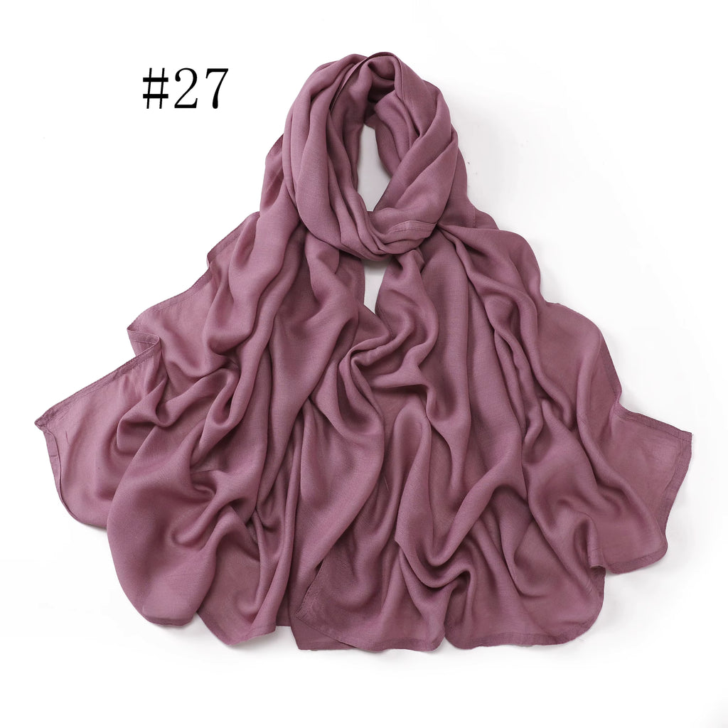 New Arrival Premium Headwear Plain Pure Color Soft Scarf Light Weight Modal Hijab Rayon Cotton Shawls