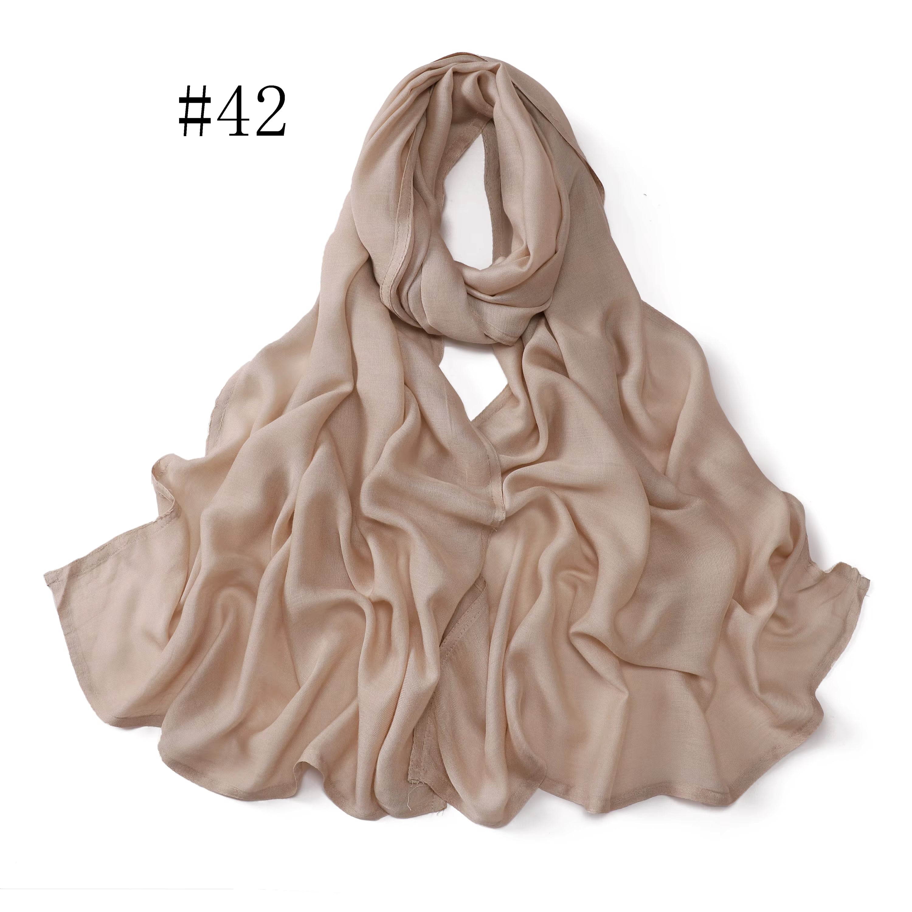 New Arrival Premium Headwear Plain Pure Color Soft Scarf Light Weight Modal Hijab Rayon Cotton Shawls