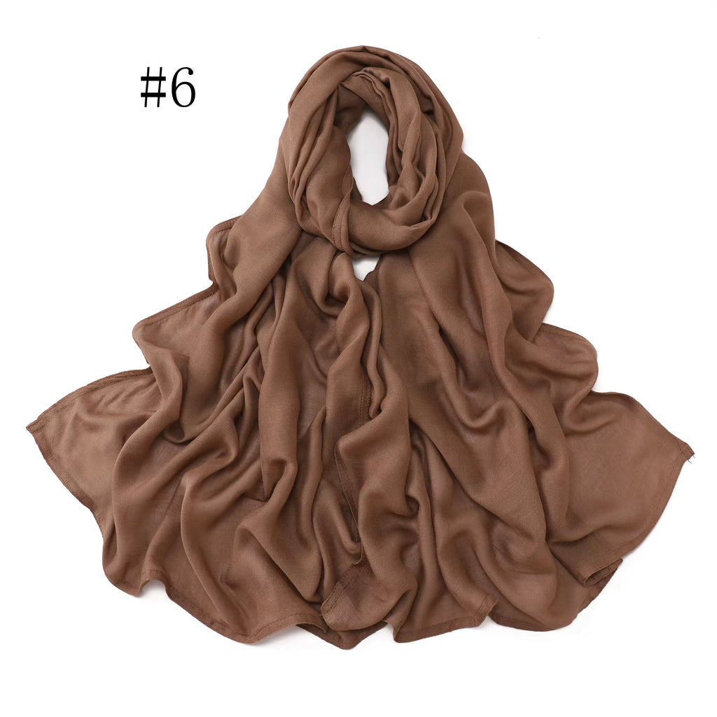 New Arrival Premium Headwear Plain Pure Color Soft Scarf Light Weight Modal Hijab Rayon Cotton Shawls