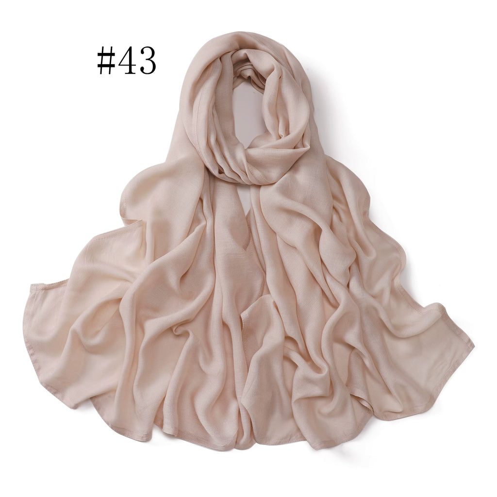 New Arrival Premium Headwear Plain Pure Color Soft Scarf Light Weight Modal Hijab Rayon Cotton Shawls
