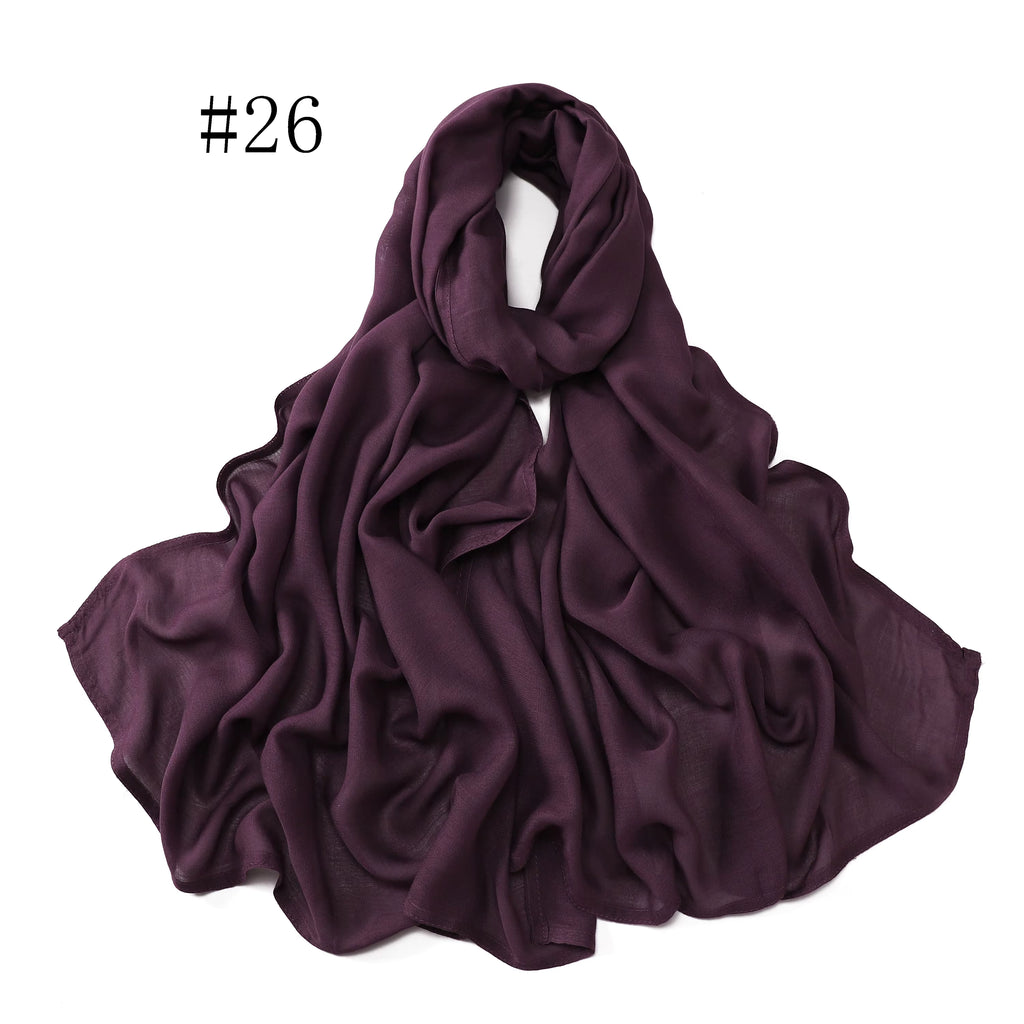 New Arrival Premium Headwear Plain Pure Color Soft Scarf Light Weight Modal Hijab Rayon Cotton Shawls