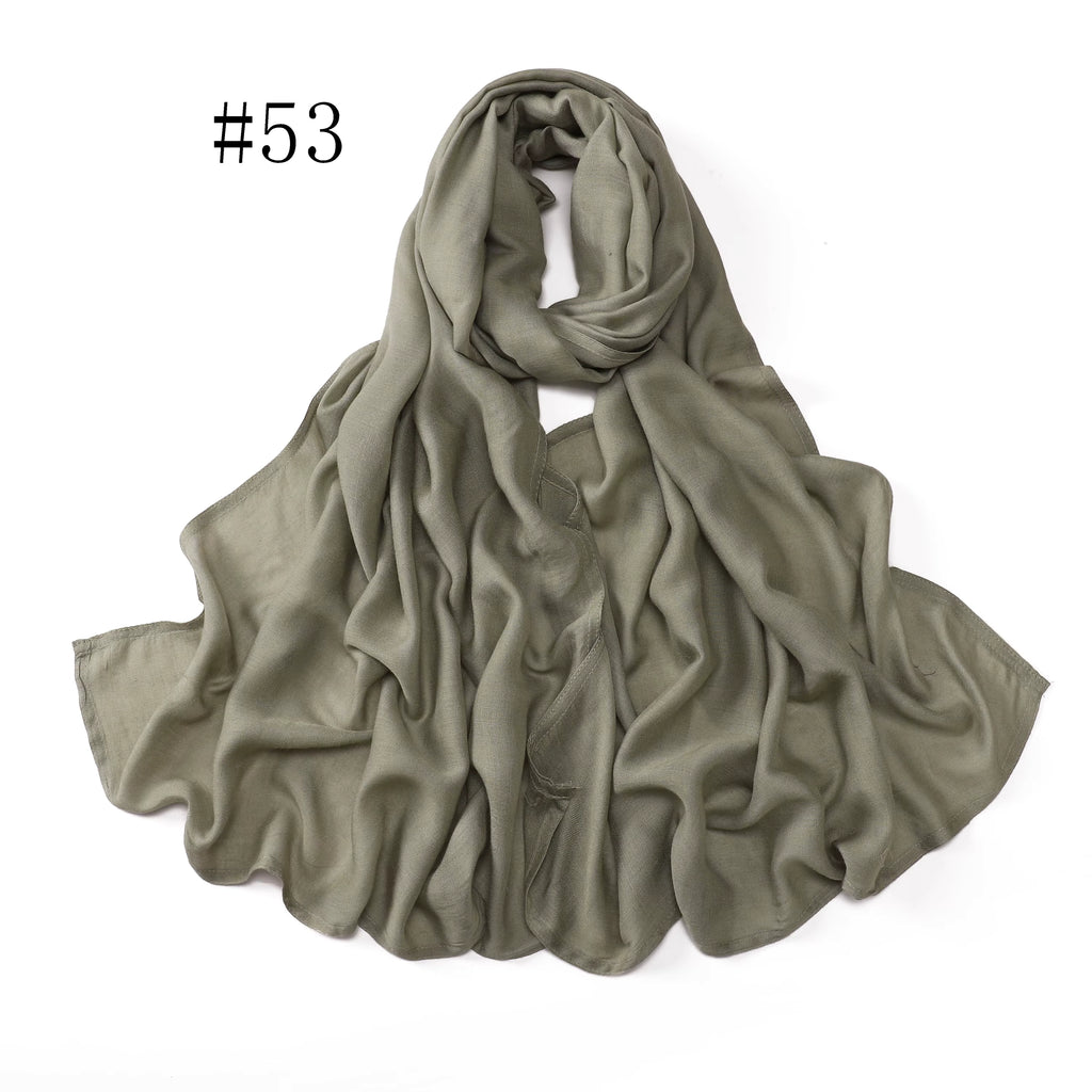 New Arrival Premium Headwear Plain Pure Color Soft Scarf Light Weight Modal Hijab Rayon Cotton Shawls