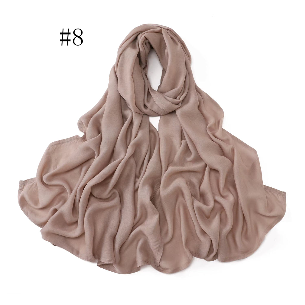 New Arrival Premium Headwear Plain Pure Color Soft Scarf Light Weight Modal Hijab Rayon Cotton Shawls