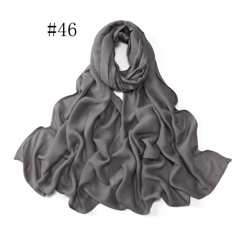 New Arrival Premium Headwear Plain Pure Color Soft Scarf Light Weight Modal Hijab Rayon Cotton Shawls