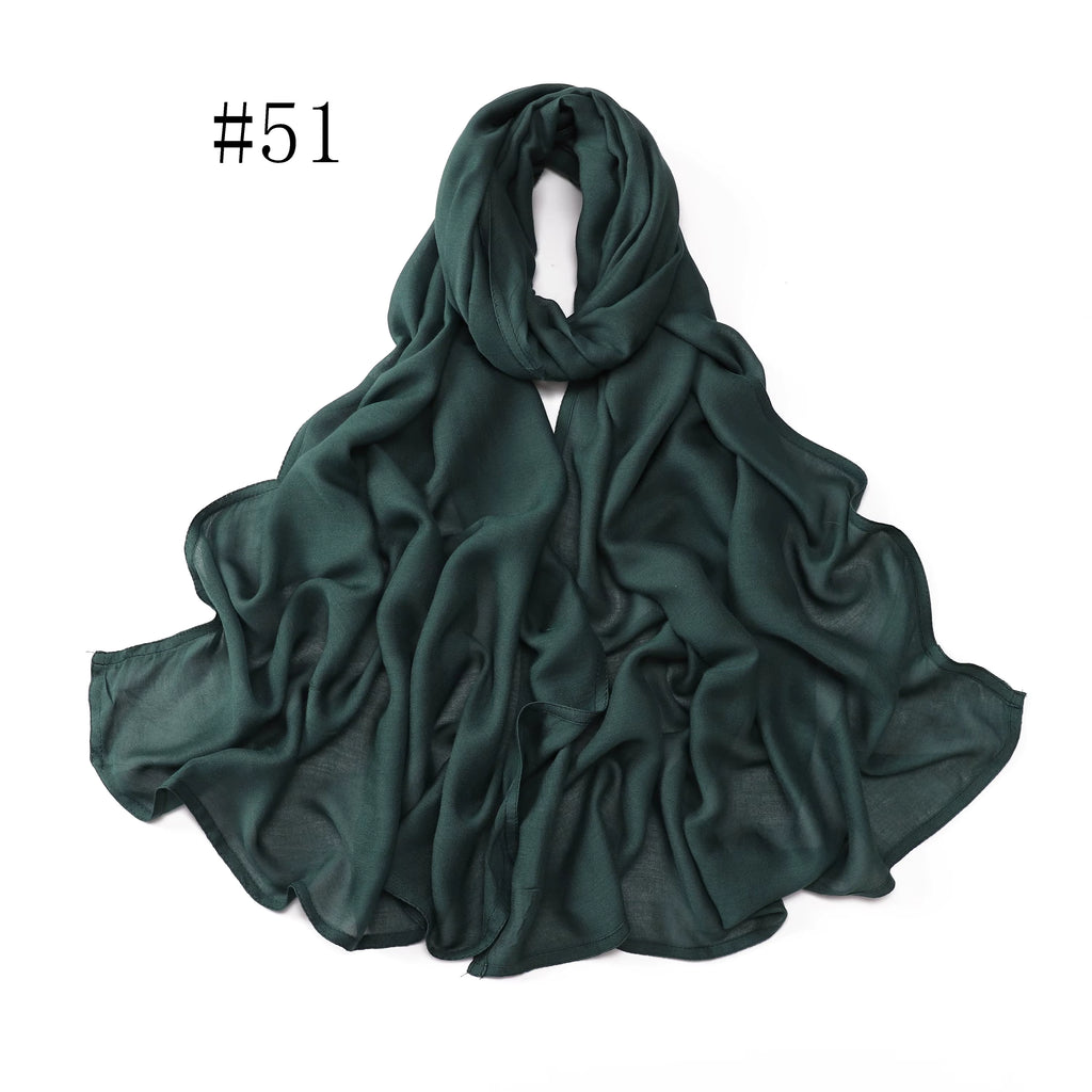 New Arrival Premium Headwear Plain Pure Color Soft Scarf Light Weight Modal Hijab Rayon Cotton Shawls