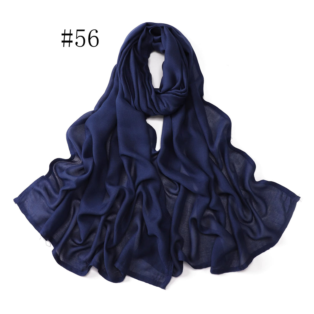 New Arrival Premium Headwear Plain Pure Color Soft Scarf Light Weight Modal Hijab Rayon Cotton Shawls