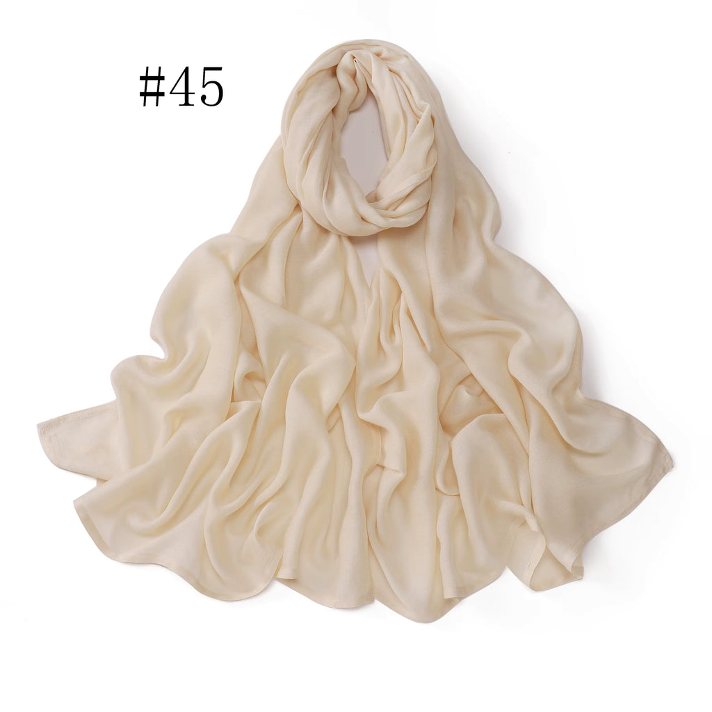 New Arrival Premium Headwear Plain Pure Color Soft Scarf Light Weight Modal Hijab Rayon Cotton Shawls