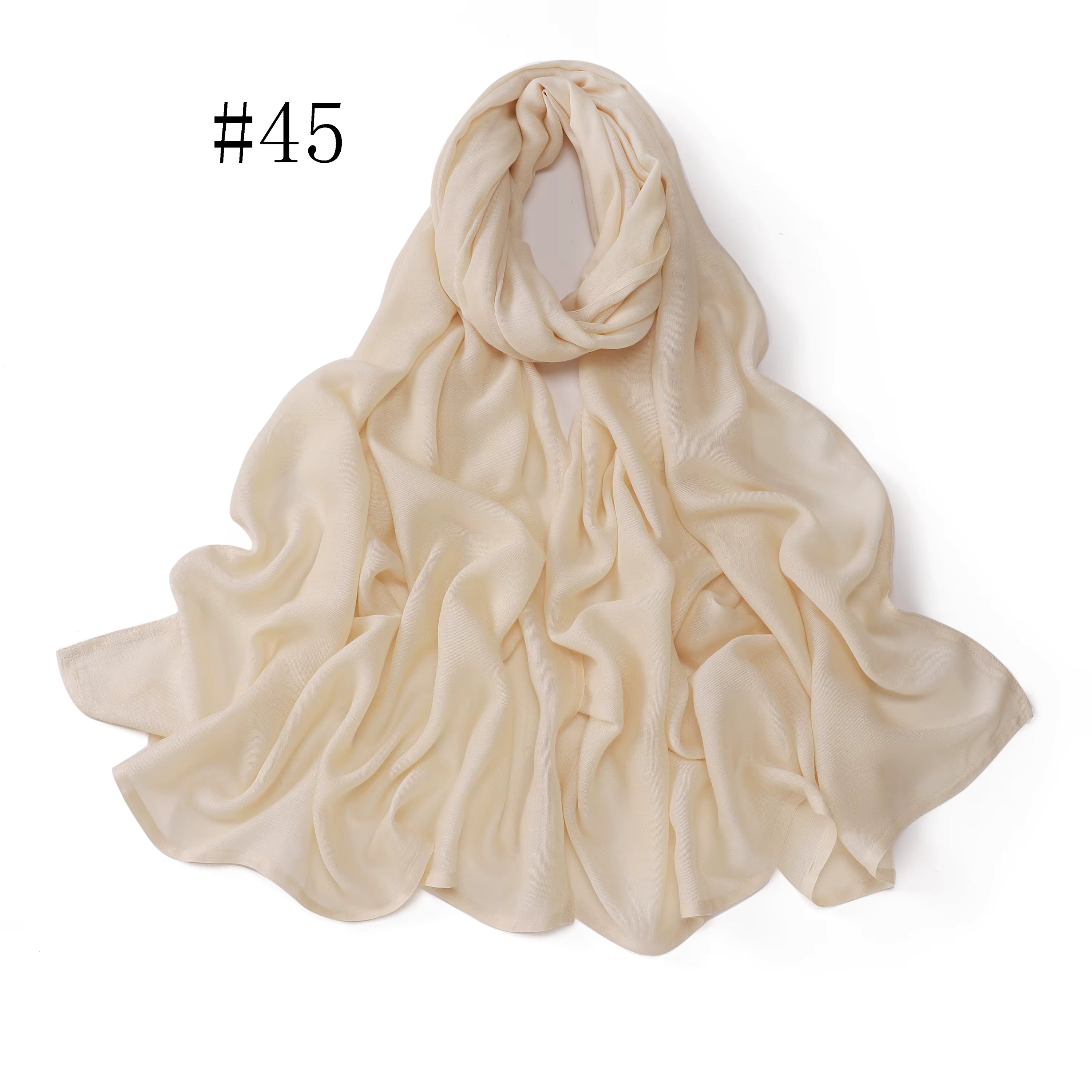 New Arrival Premium Headwear Plain Pure Color Soft Scarf Light Weight Modal Hijab Rayon Cotton Shawls
