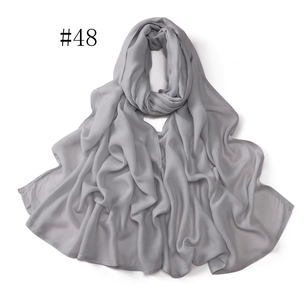 New Arrival Premium Headwear Plain Pure Color Soft Scarf Light Weight Modal Hijab Rayon Cotton Shawls