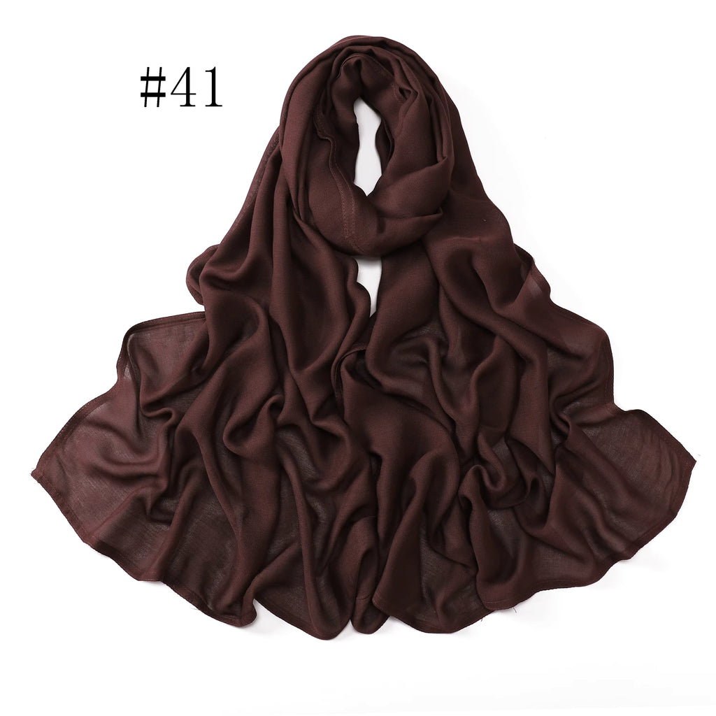 New Arrival Premium Headwear Plain Pure Color Soft Scarf Light Weight Modal Hijab Rayon Cotton Shawls