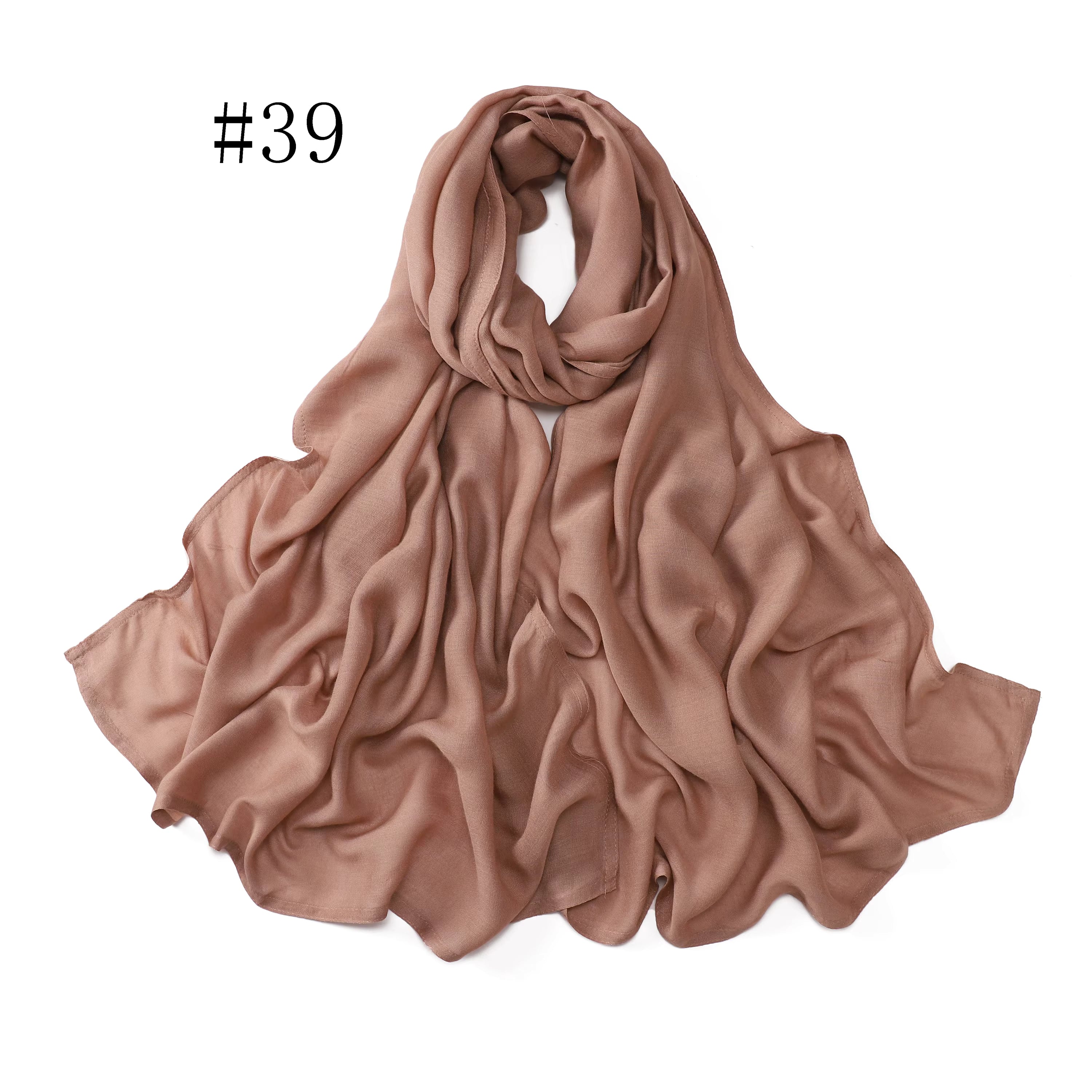 New Arrival Premium Headwear Plain Pure Color Soft Scarf Light Weight Modal Hijab Rayon Cotton Shawls