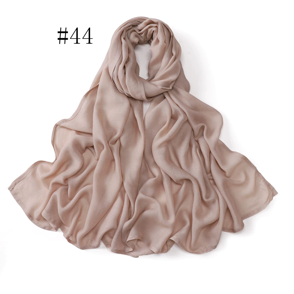 New Arrival Premium Headwear Plain Pure Color Soft Scarf Light Weight Modal Hijab Rayon Cotton Shawls