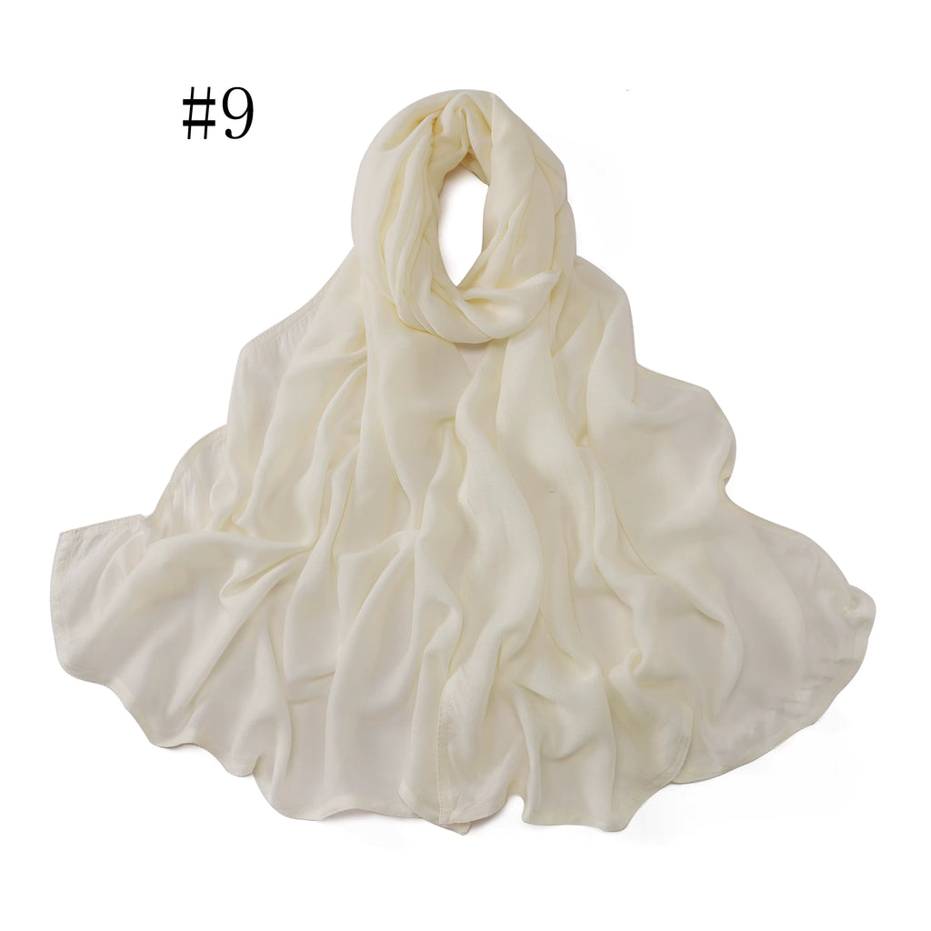 New Arrival Premium Headwear Plain Pure Color Soft Scarf Light Weight Modal Hijab Rayon Cotton Shawls