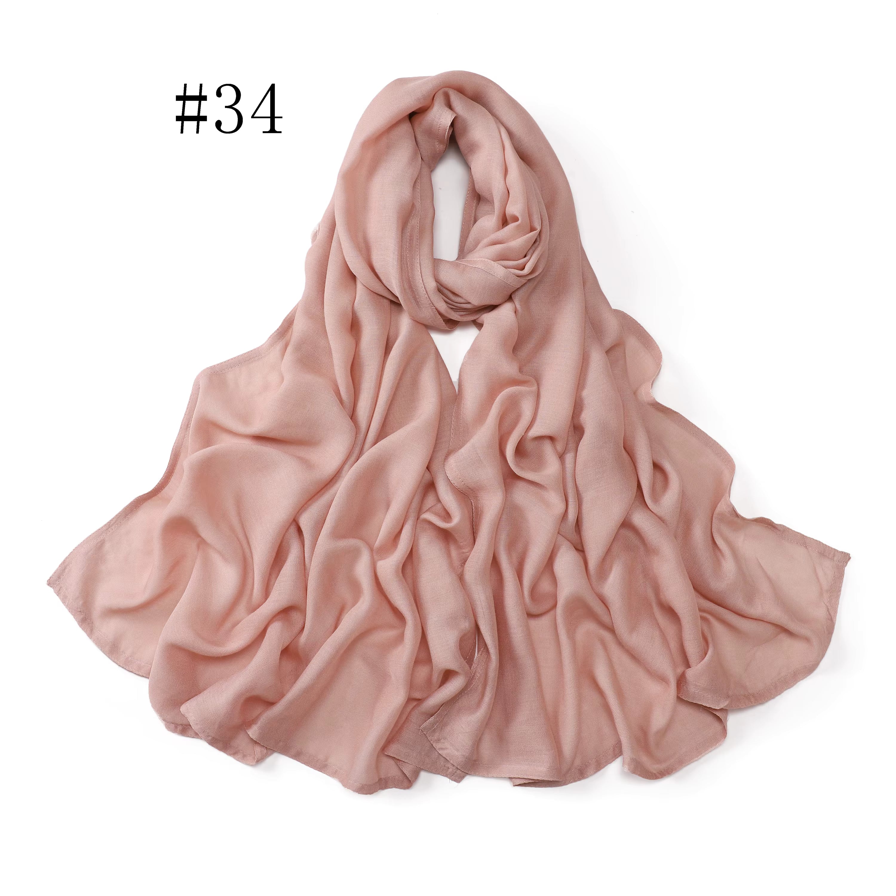 New Arrival Premium Headwear Plain Pure Color Soft Scarf Light Weight Modal Hijab Rayon Cotton Shawls