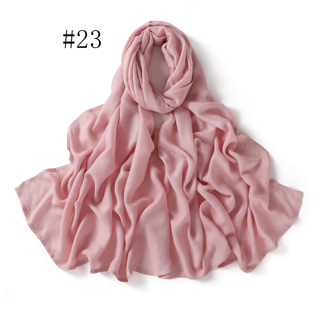 New Arrival Premium Headwear Plain Pure Color Soft Scarf Light Weight Modal Hijab Rayon Cotton Shawls