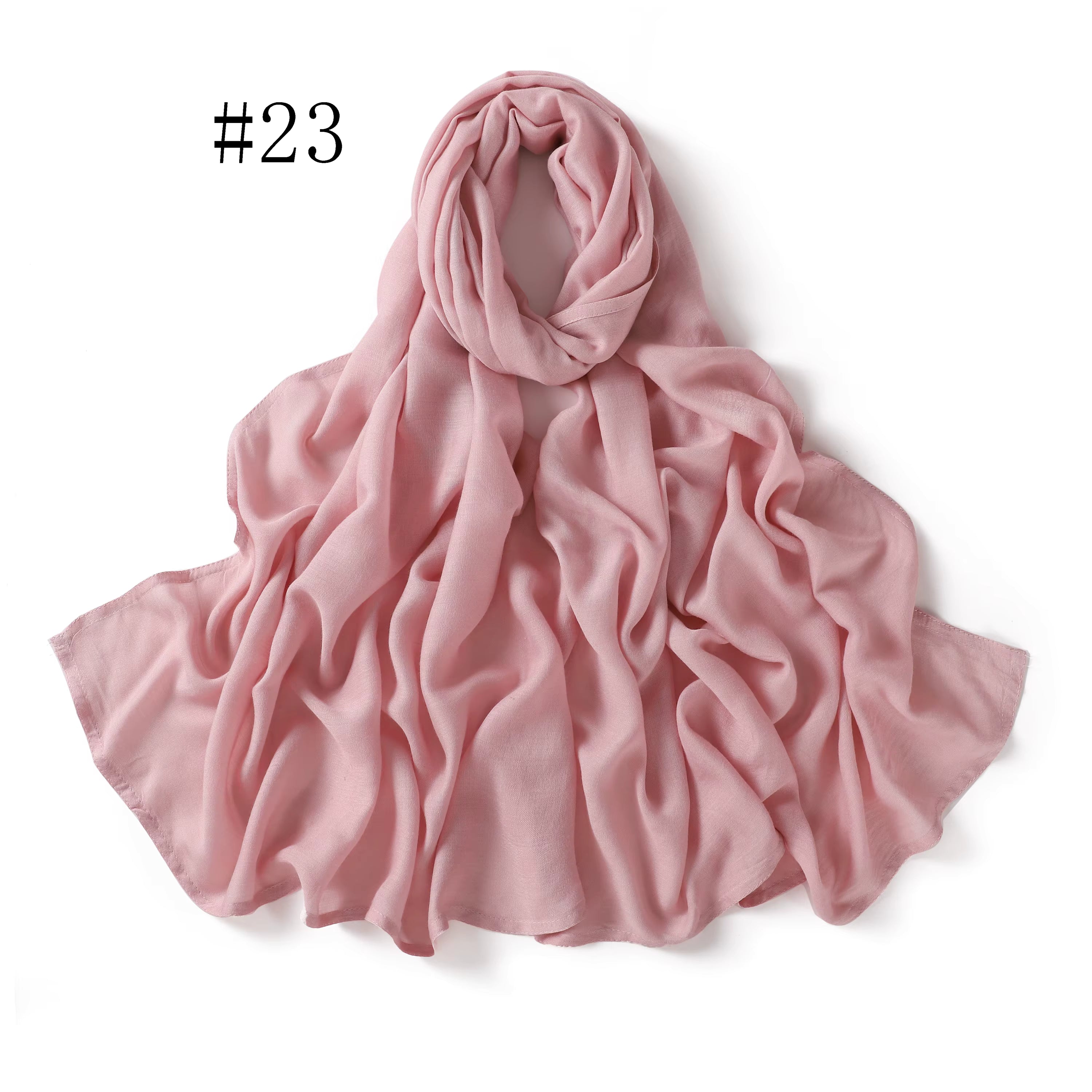 New Arrival Premium Headwear Plain Pure Color Soft Scarf Light Weight Modal Hijab Rayon Cotton Shawls