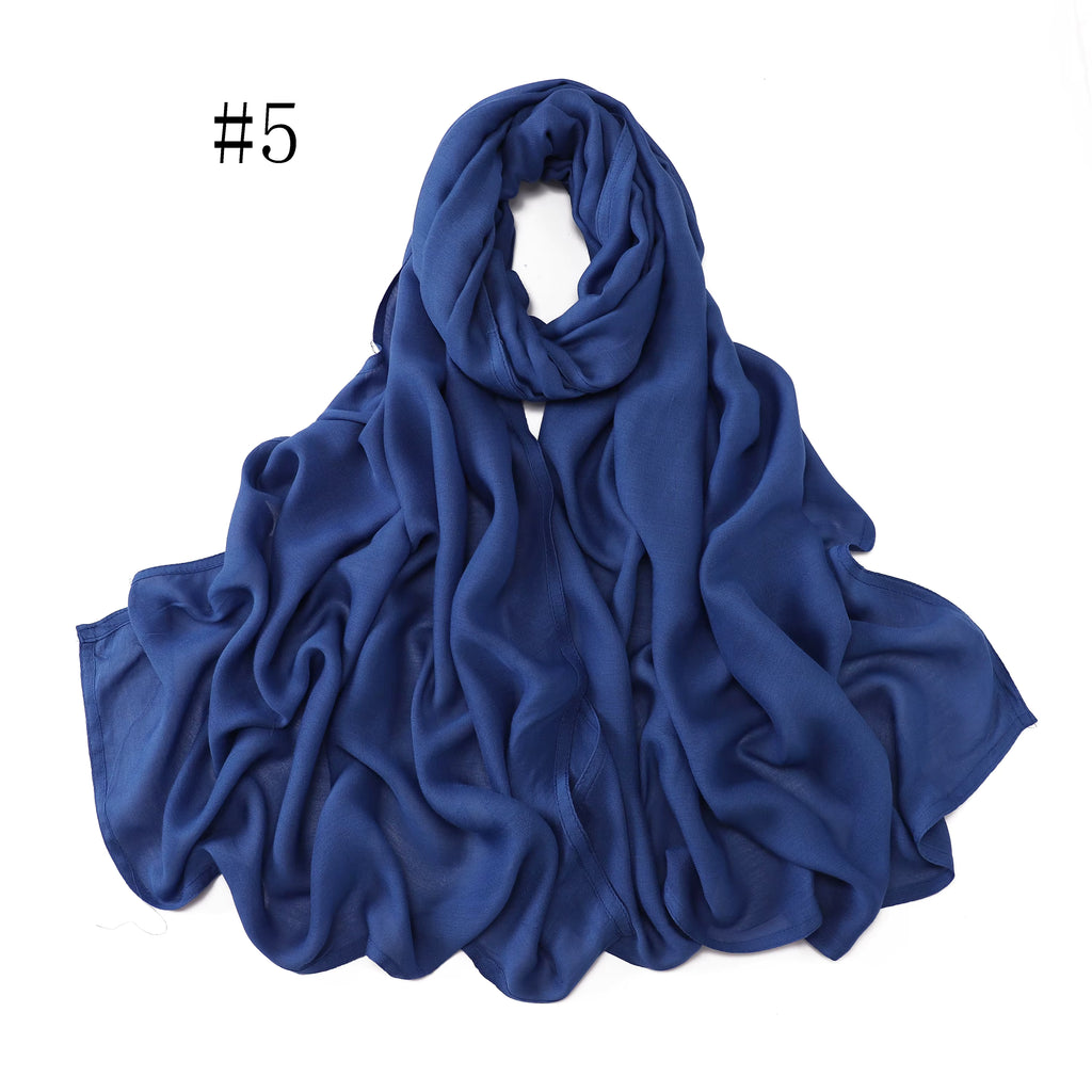 New Arrival Premium Headwear Plain Pure Color Soft Scarf Light Weight Modal Hijab Rayon Cotton Shawls