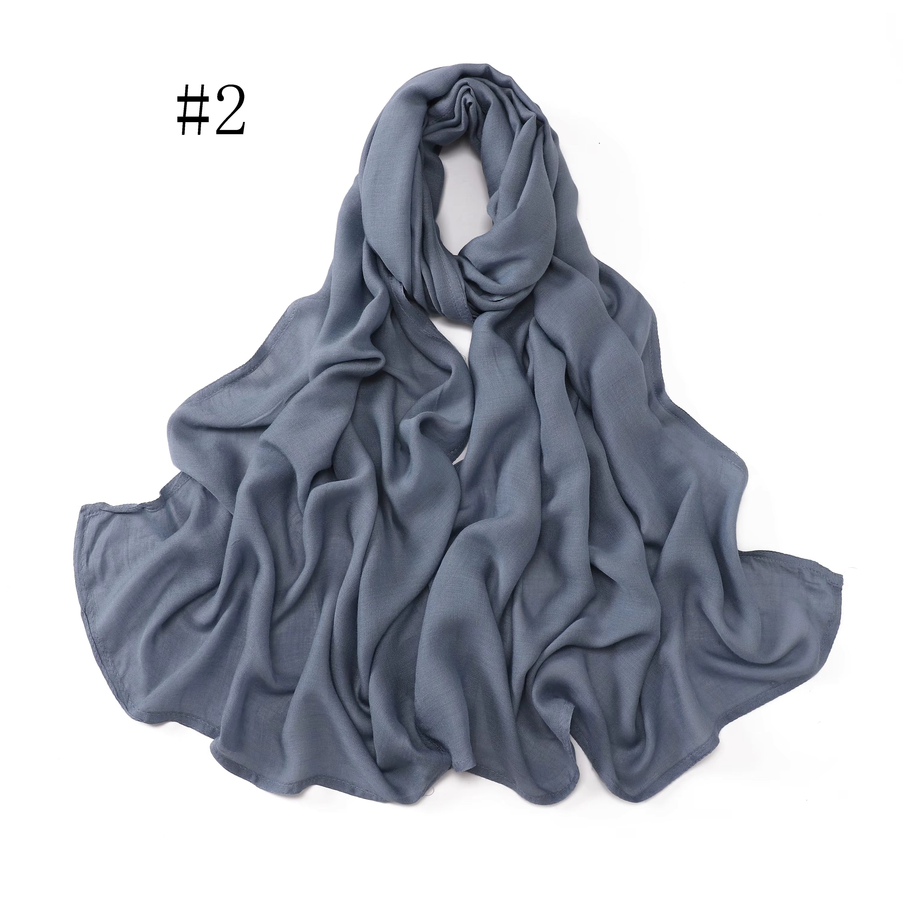 New Arrival Premium Headwear Plain Pure Color Soft Scarf Light Weight Modal Hijab Rayon Cotton Shawls