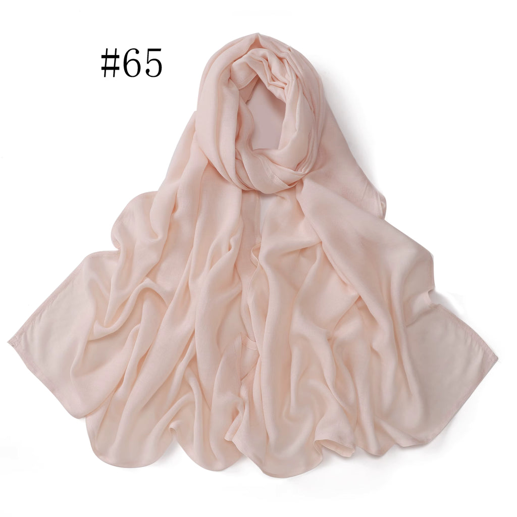 New Arrival Premium Headwear Plain Pure Color Soft Scarf Light Weight Modal Hijab Rayon Cotton Shawls
