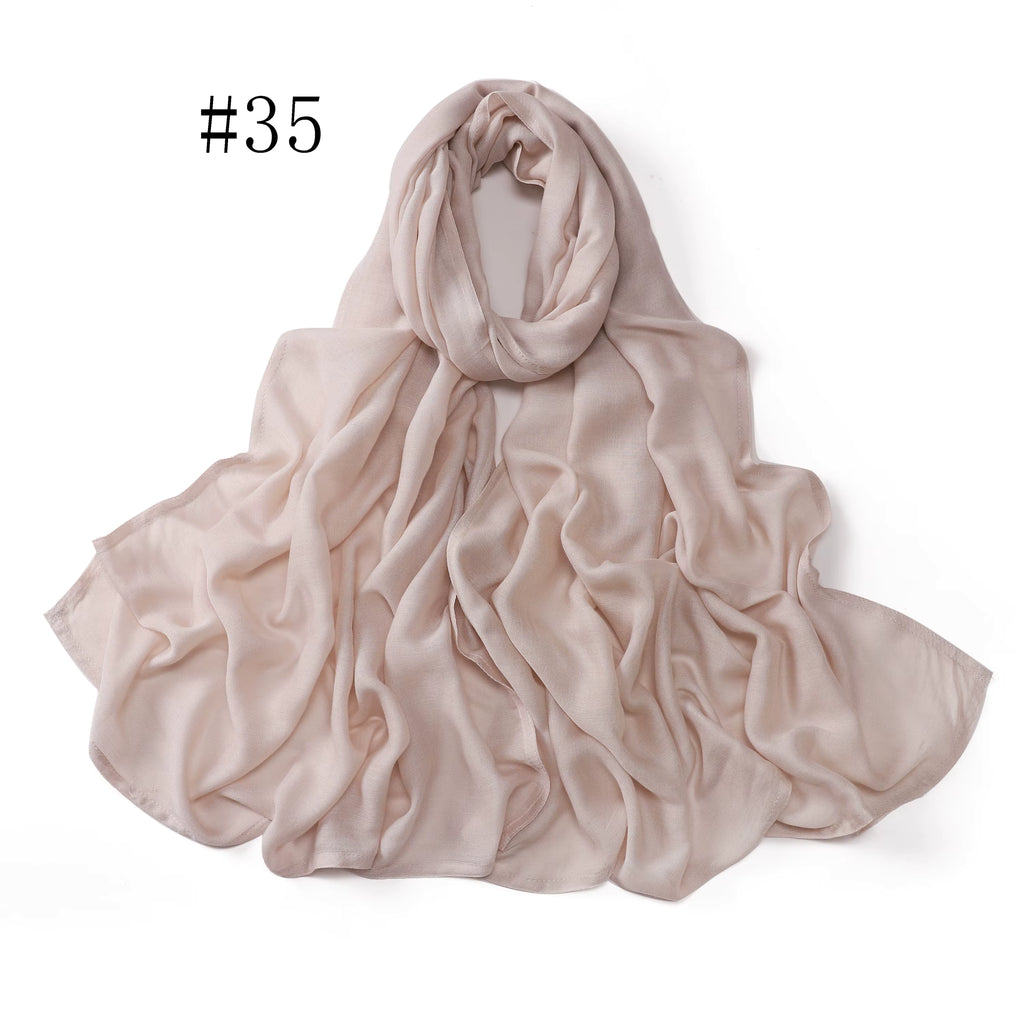 New Arrival Premium Headwear Plain Pure Color Soft Scarf Light Weight Modal Hijab Rayon Cotton Shawls