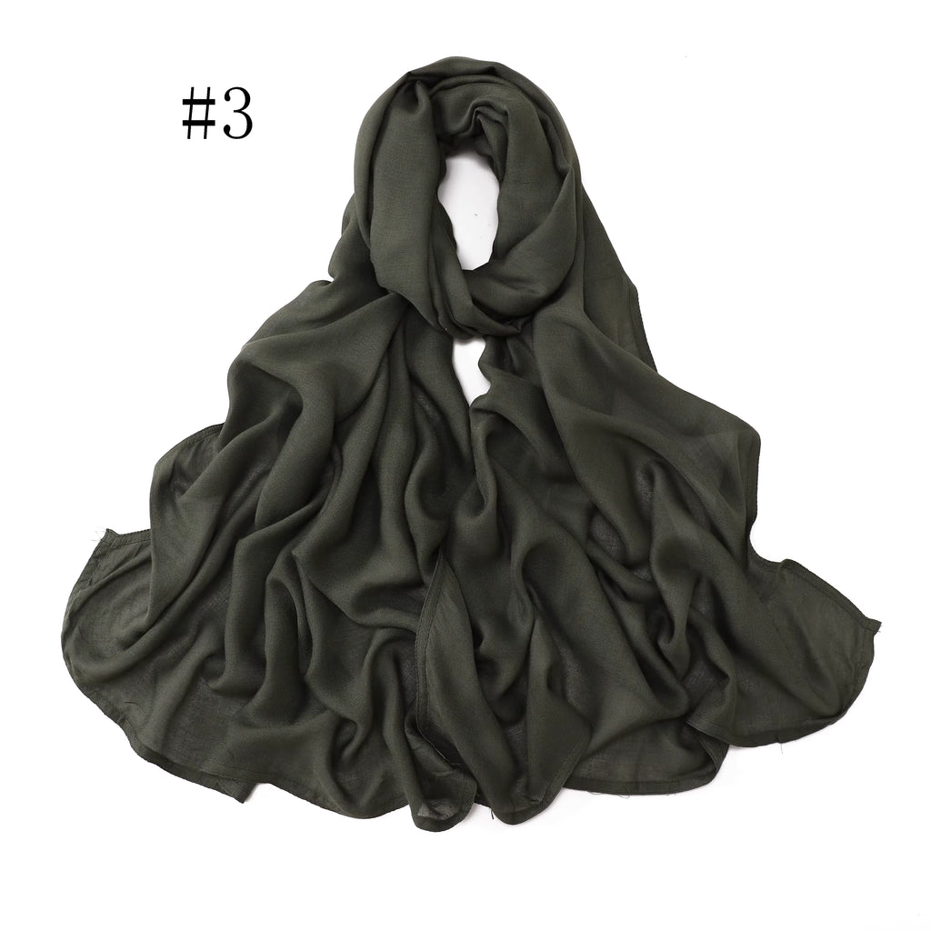 New Arrival Premium Headwear Plain Pure Color Soft Scarf Light Weight Modal Hijab Rayon Cotton Shawls
