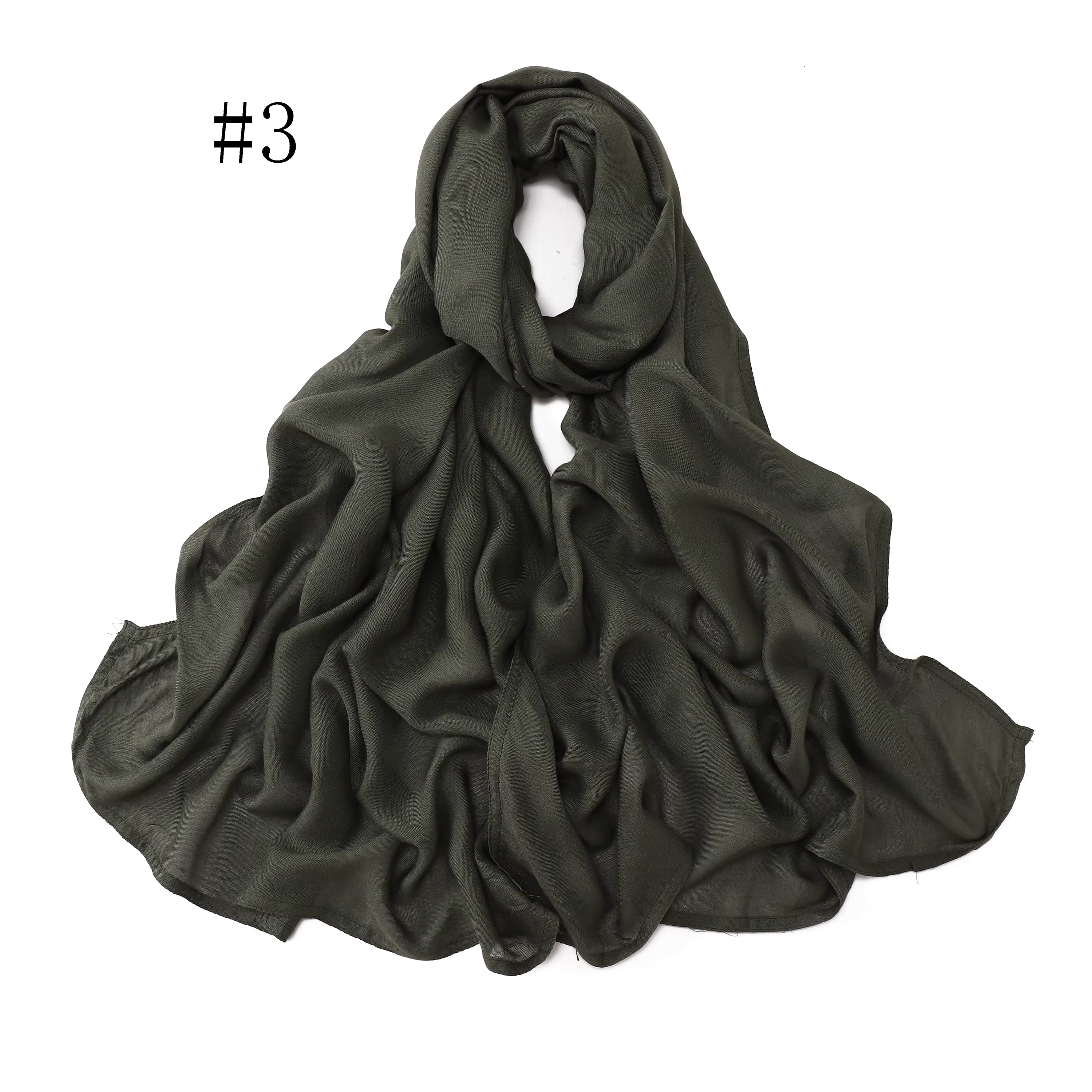 New Arrival Premium Headwear Plain Pure Color Soft Scarf Light Weight Modal Hijab Rayon Cotton Shawls
