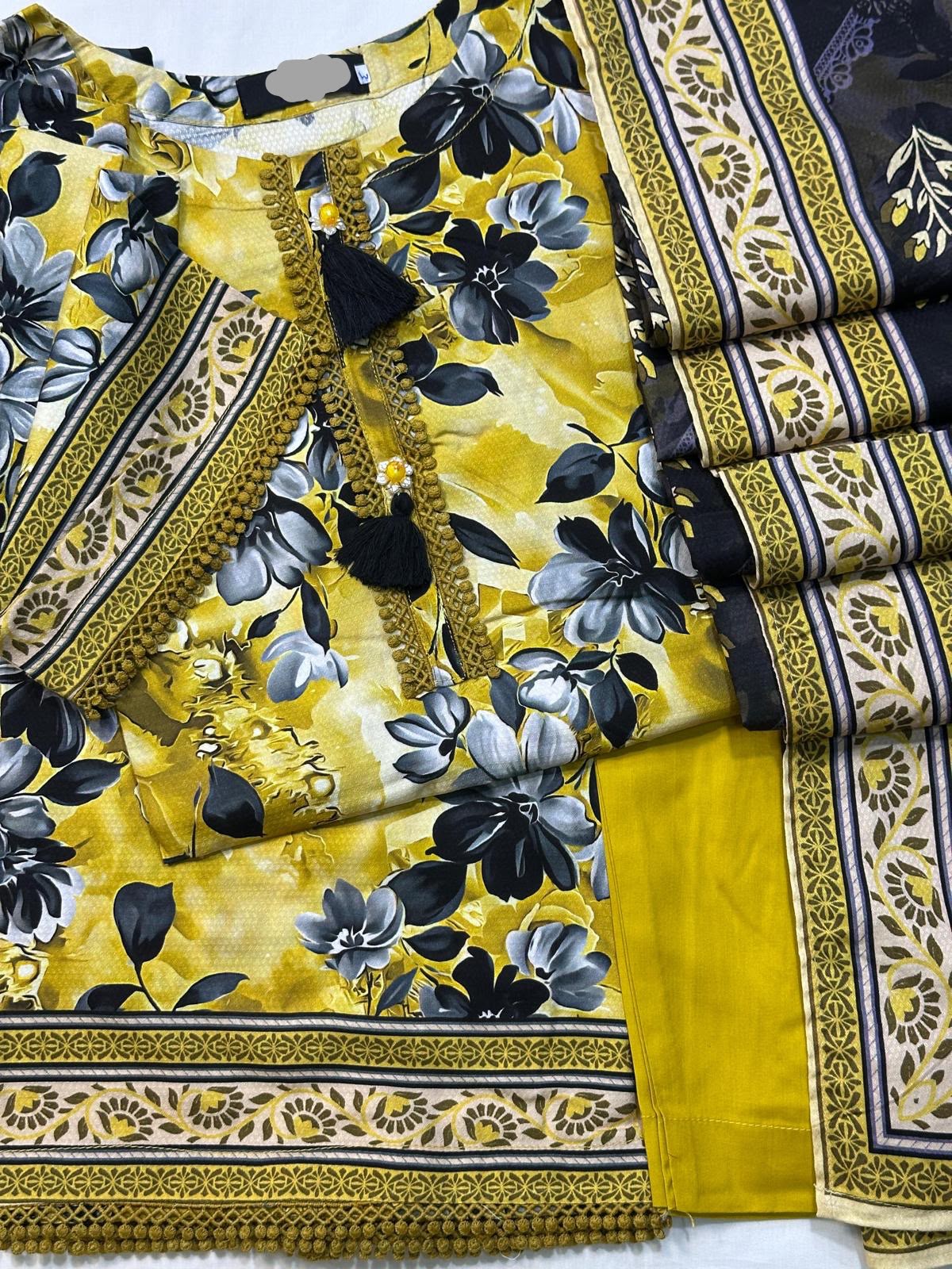Yellow & Charcoal Floral