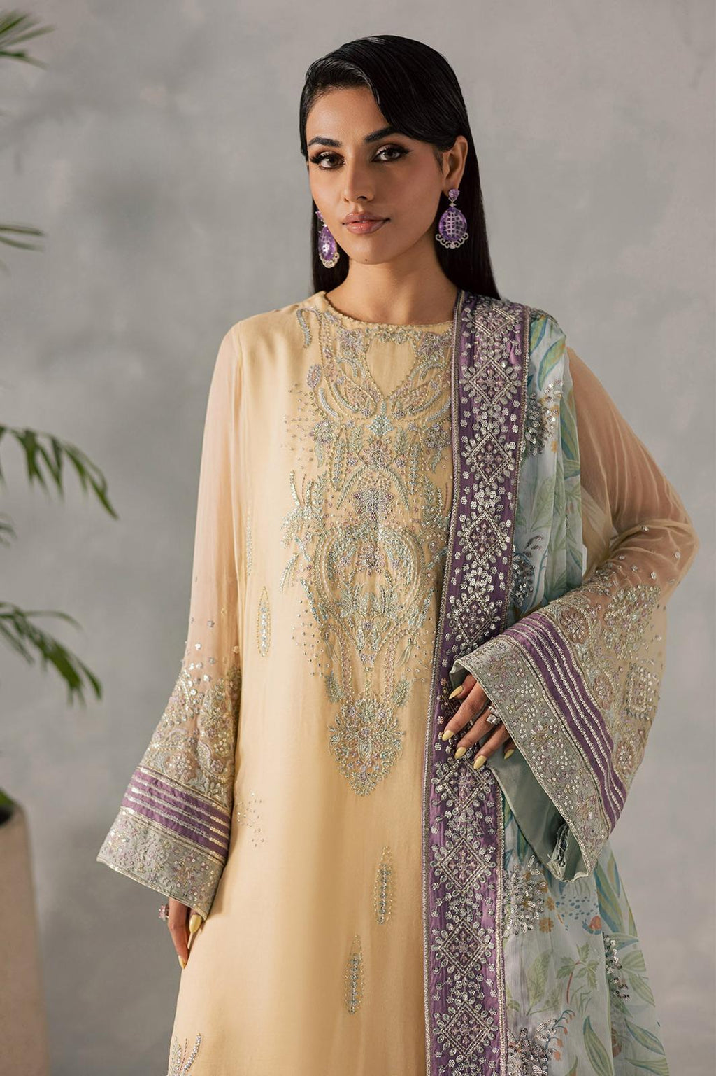 Nureh luxury pure embroidered chiffon