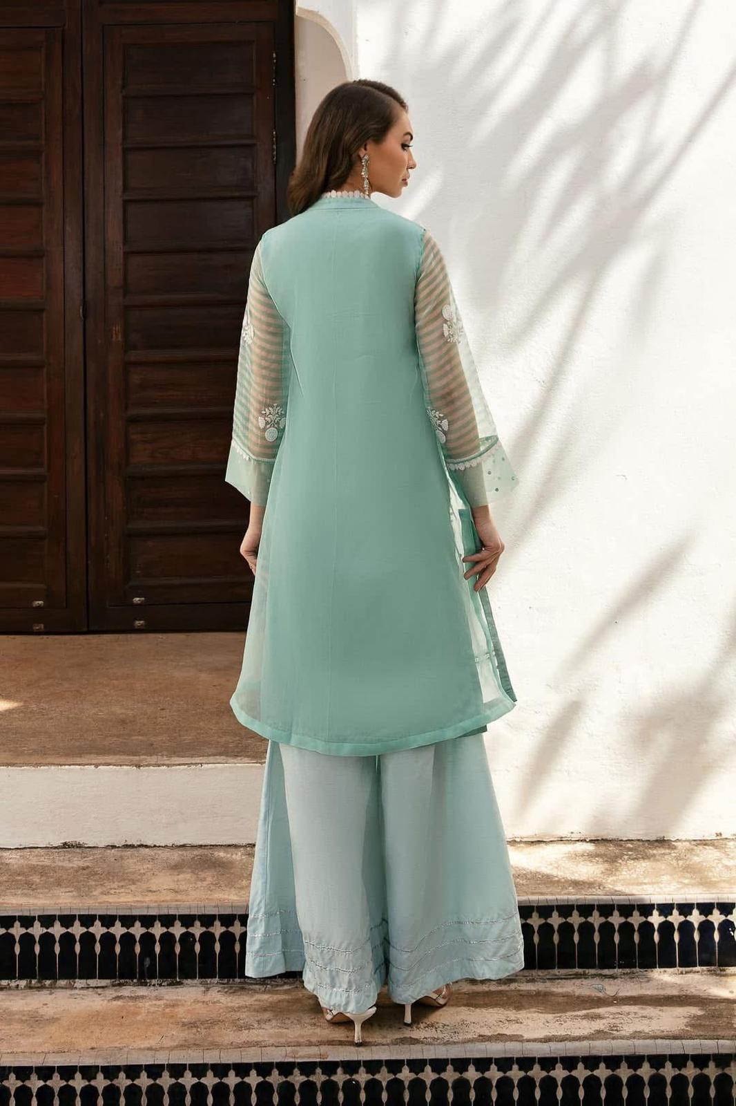 Maria b (Festive)chiffon embroidered long shirt