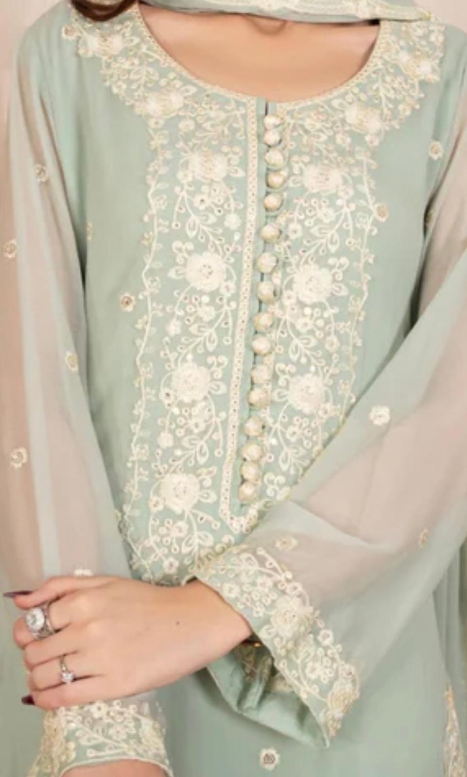 Pakistani Party Wear Chiffon Suit | Sultana Threads