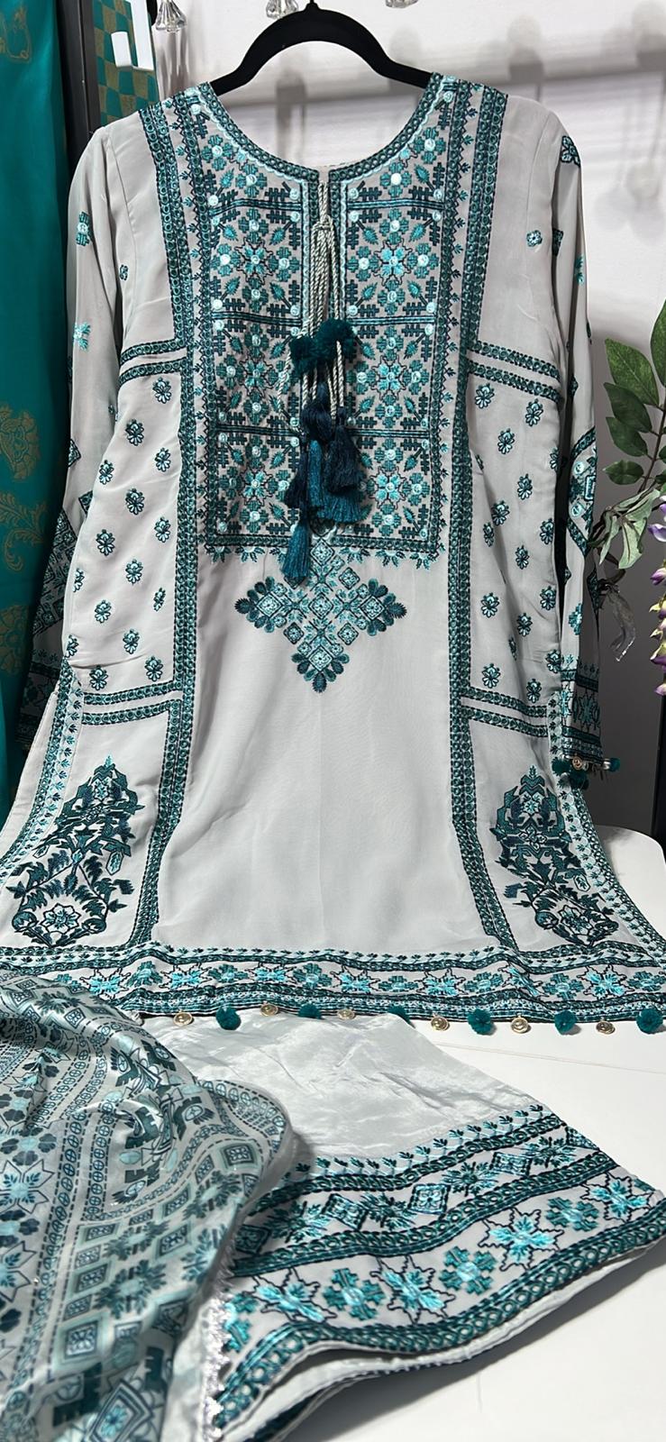 Pakistani Chiffon Embroidered Suit – Ready to Wear | Sultana Threads