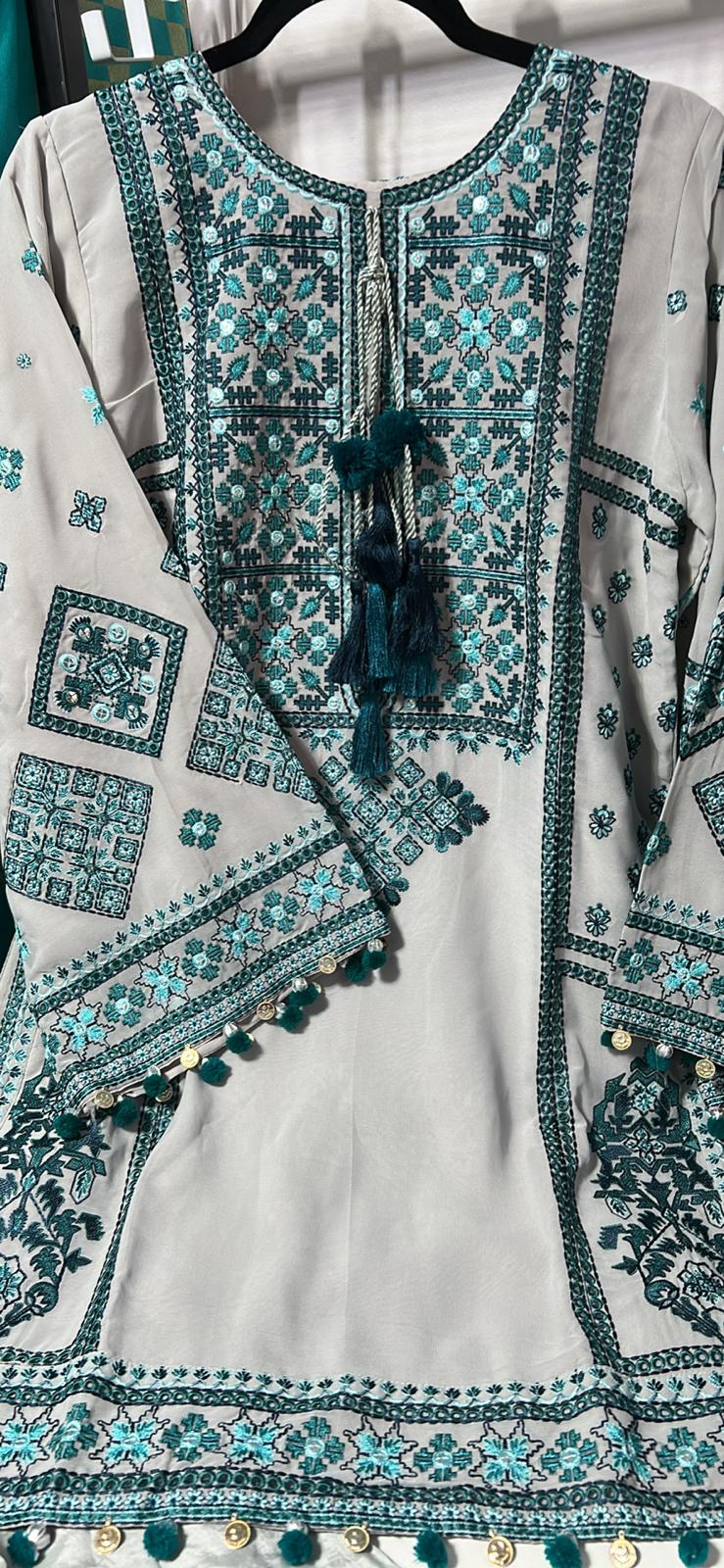 Pakistani Chiffon Embroidered Suit – Ready to Wear | Sultana Threads