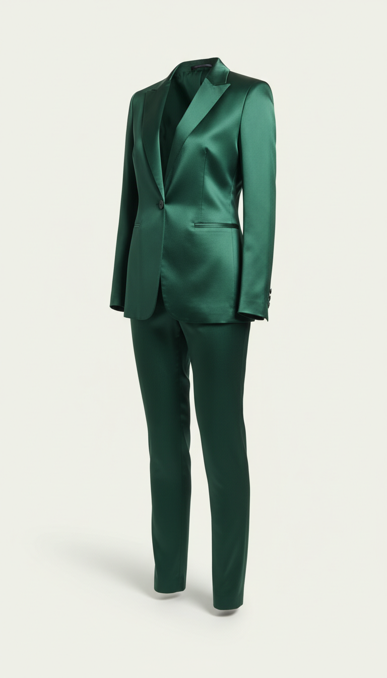 Emerald silk tailored suit
