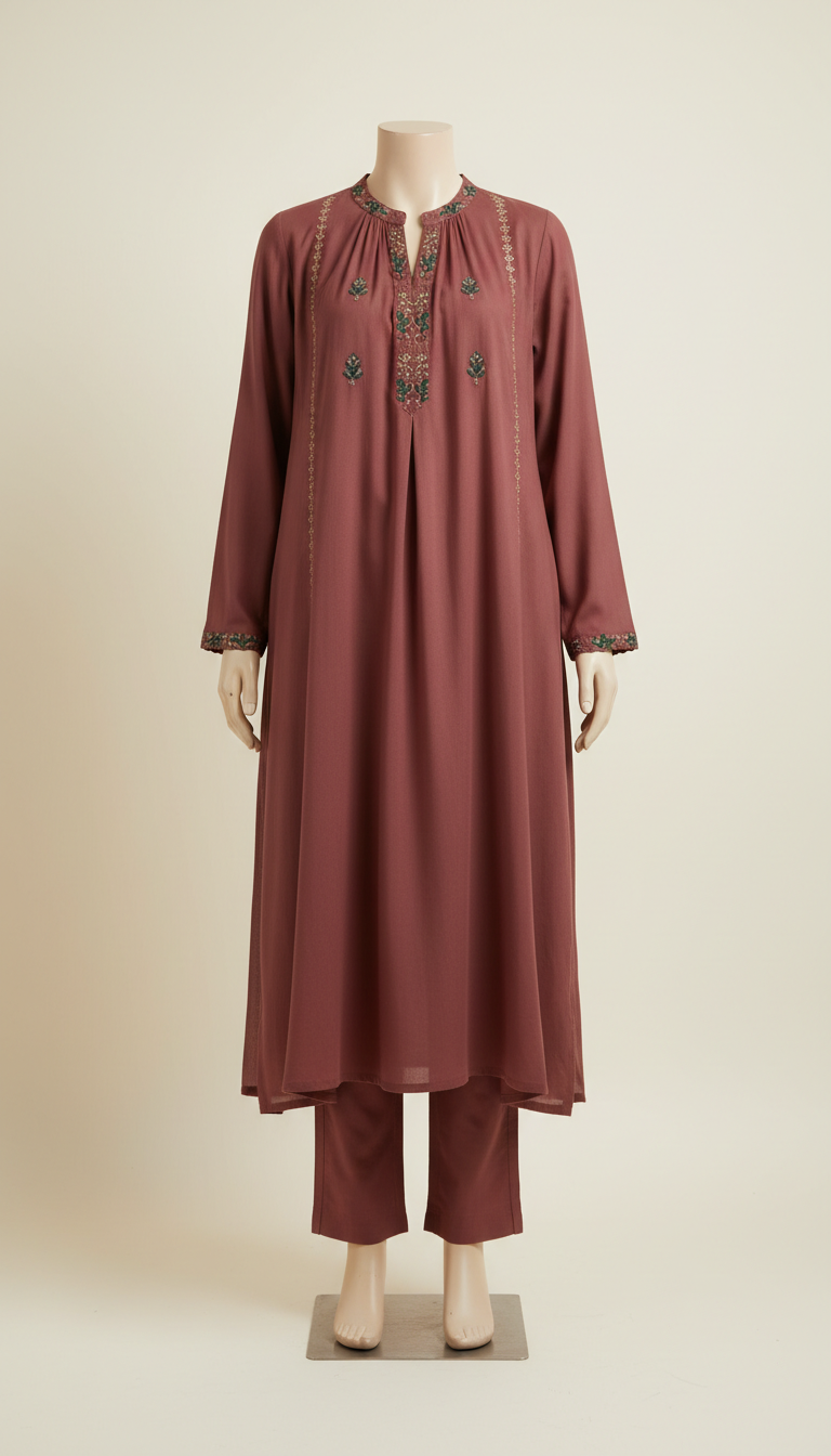 Maroon lawn contemporary ensemble